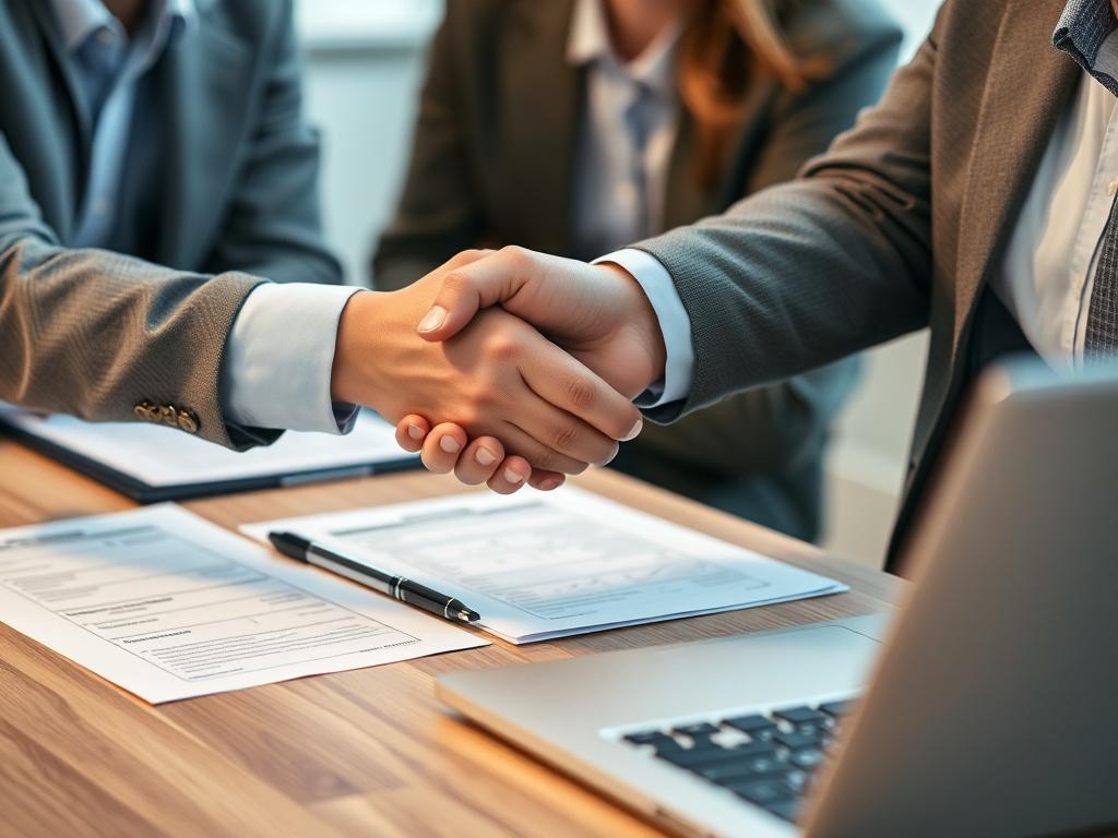 A professional meeting with an insurance vendor, discussing collaboration strategies