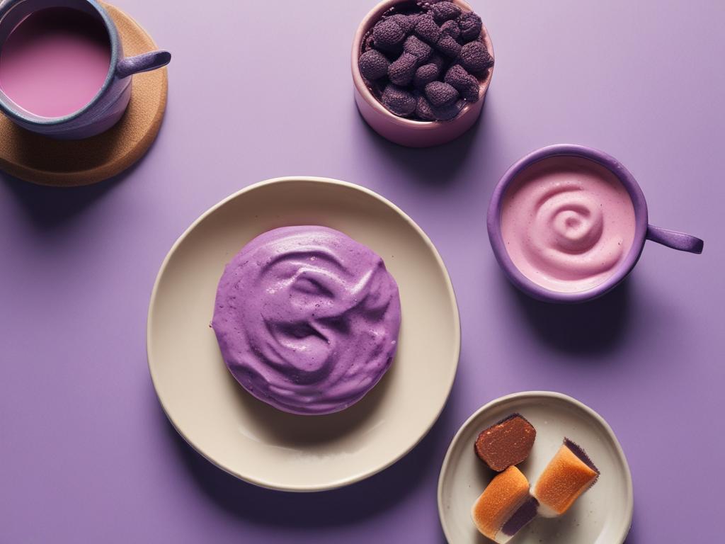 ube champorado, purple dessert, colorful, whimsical café