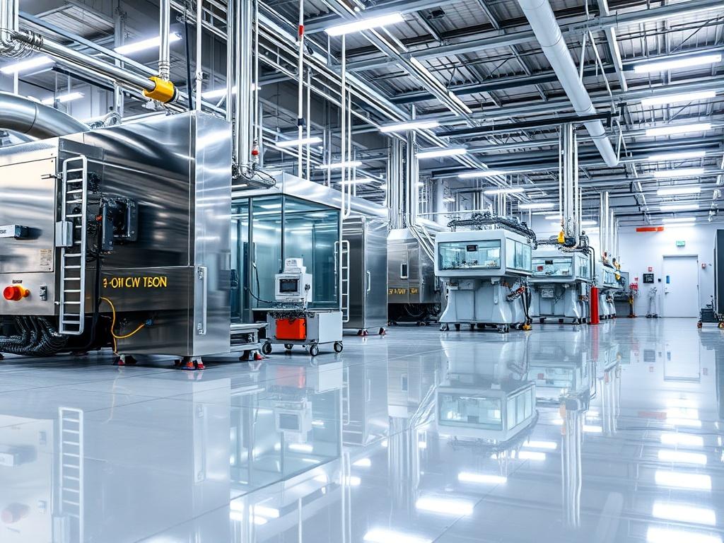 A hyper realistic high resolution of a clean industrial facility,