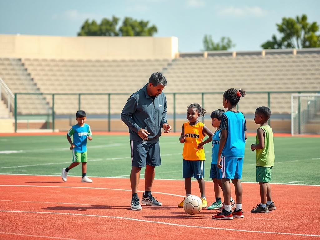 A high resolution depicting a mentorship session on a sports