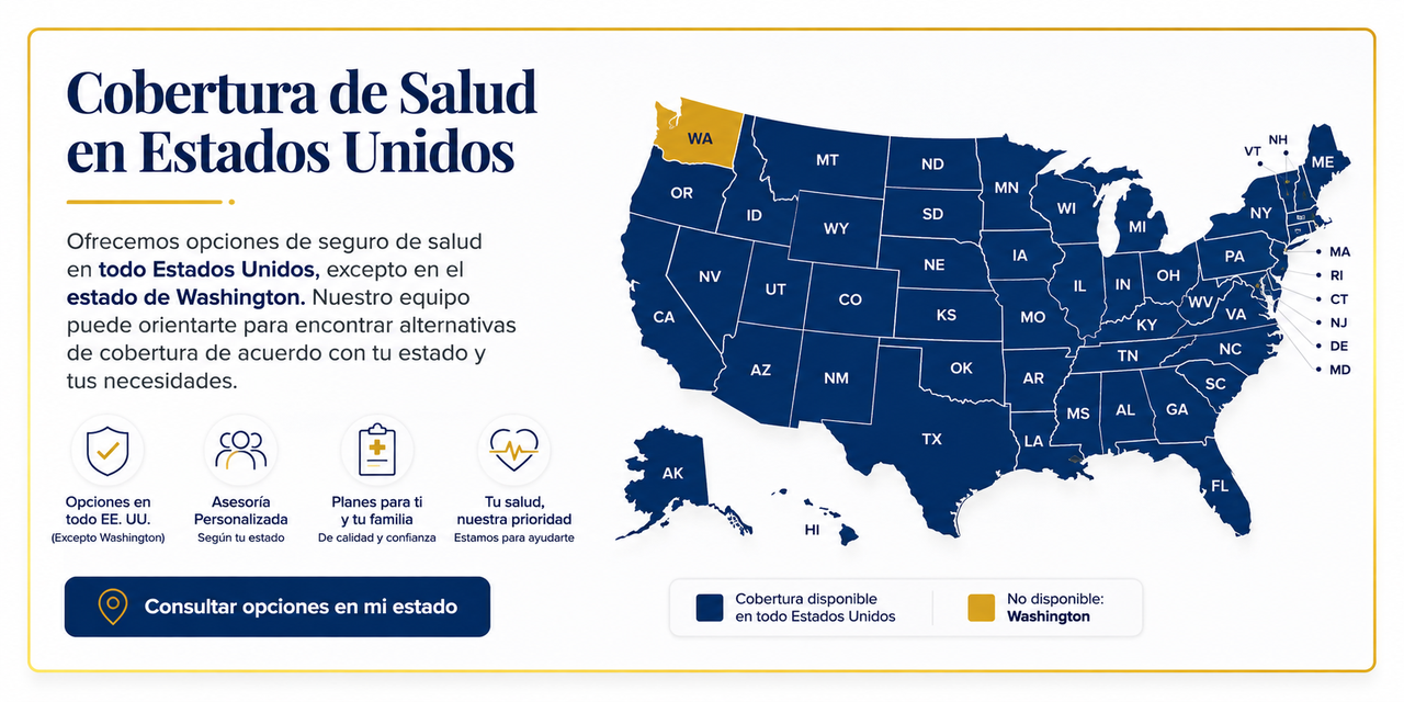 Mapa de cobertura de seguro de salud en Estados Unidos