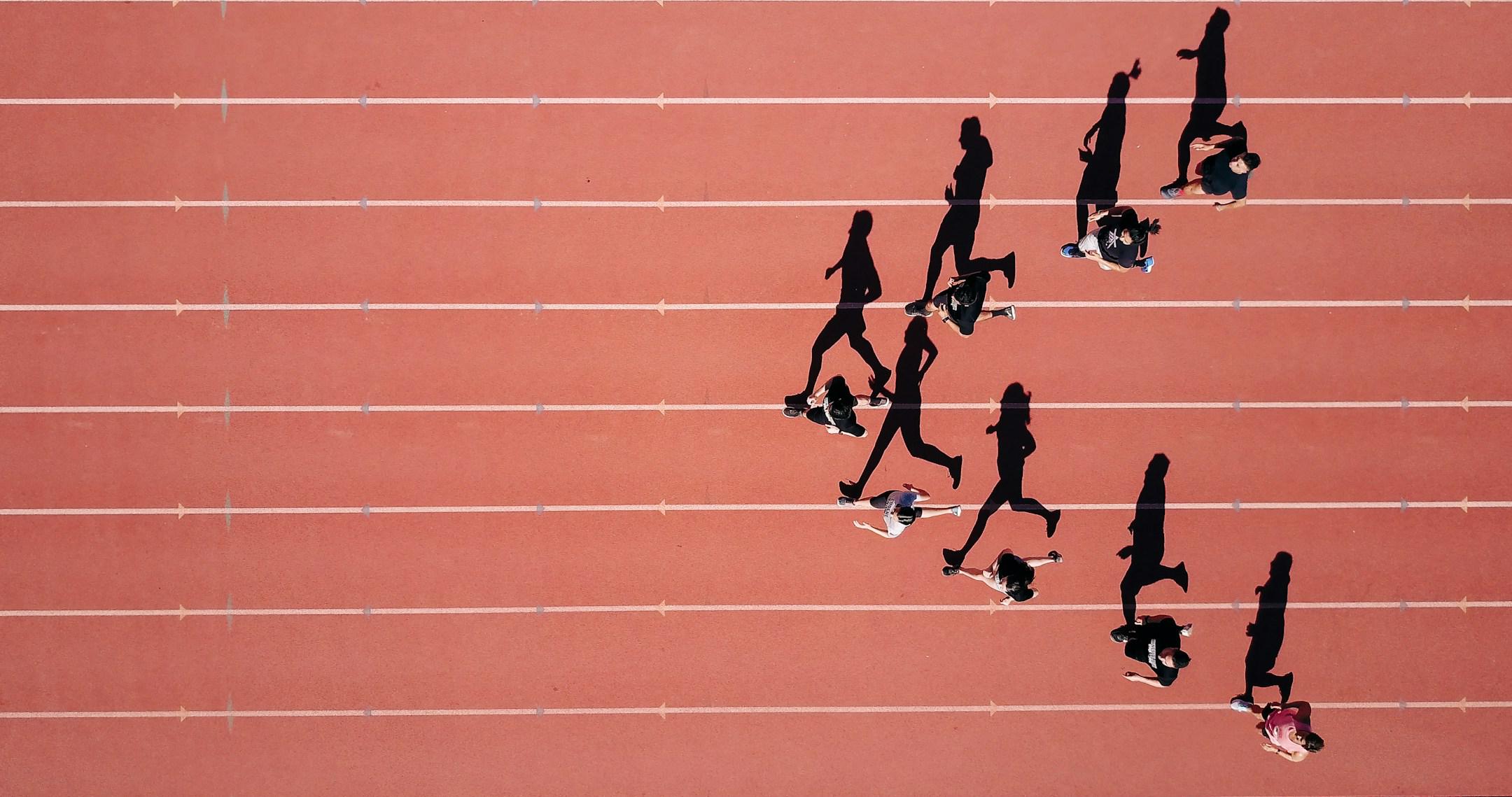 Working on a project for my school’s track team on a summer morning. I noticed the sun was perfectly angled to expand the shadows of the runners into full size. I launched my Mavic Pro to 300 ft. and made them run in arrow shape.

Which I was able to capture this interesting overhead shot of them running and their shadows be an identical profile shot of them.