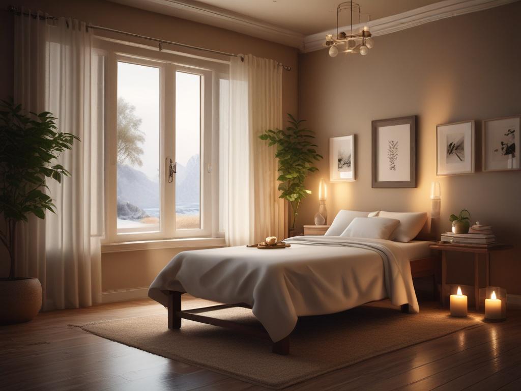 A serene setting featuring a beautiful escort giving a massage