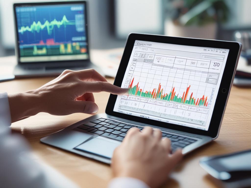 A close up shot of a person analyzing stock market