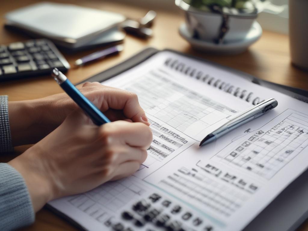 A close up shot of a person writing financial goals