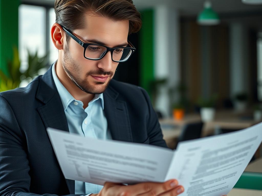 A close up shot of a professional reviewing a resume