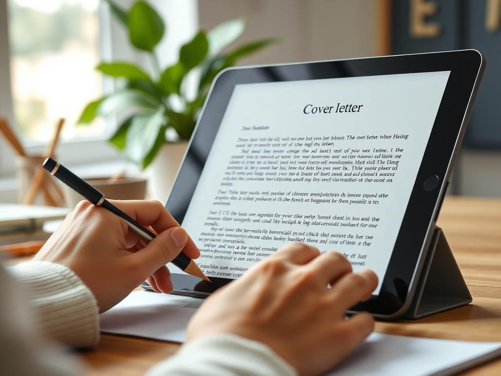 A detailed close up of a cover letter being drafted