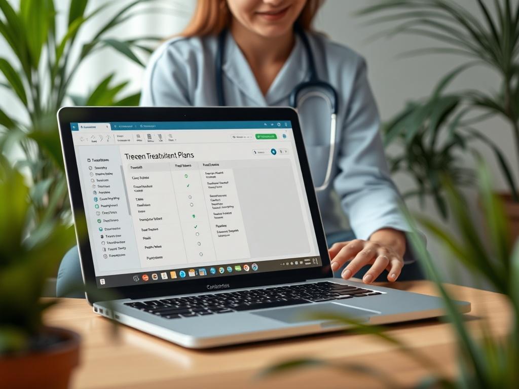 An open laptop displaying a tailored treatment plan for a