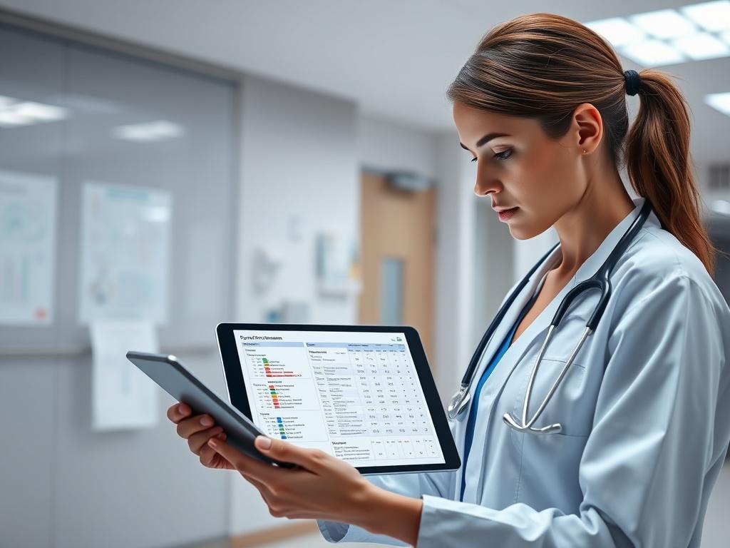 A healthcare professional attentively reviewing a patient's genetic and psychological