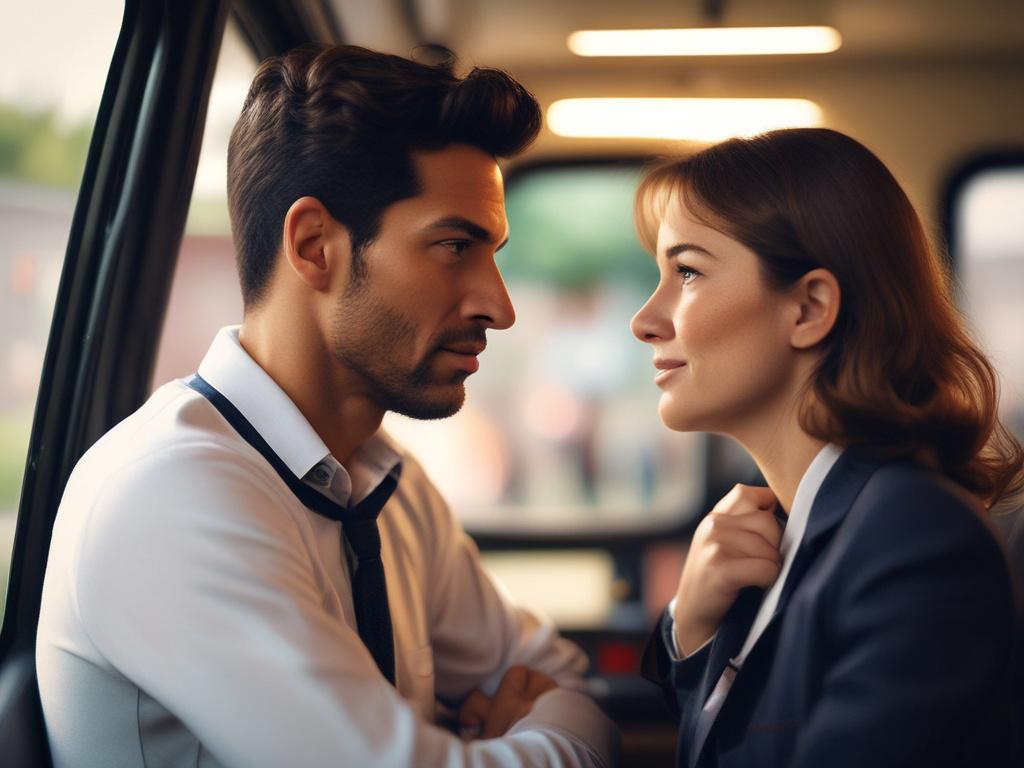 close-up shot of a coach and client engaged in discussion, warm lighting, focused expressions, hyper-realistic, 45mm f/1.2 lens style