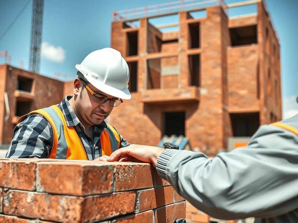A skilled construction worker in a hard hat, focused on