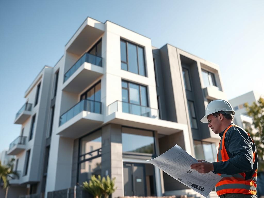 A high resolution image of a newly constructed modern residential