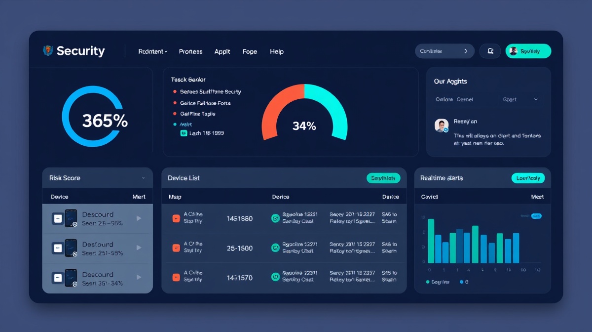 Dashboard preview showing risk score and device monitoring