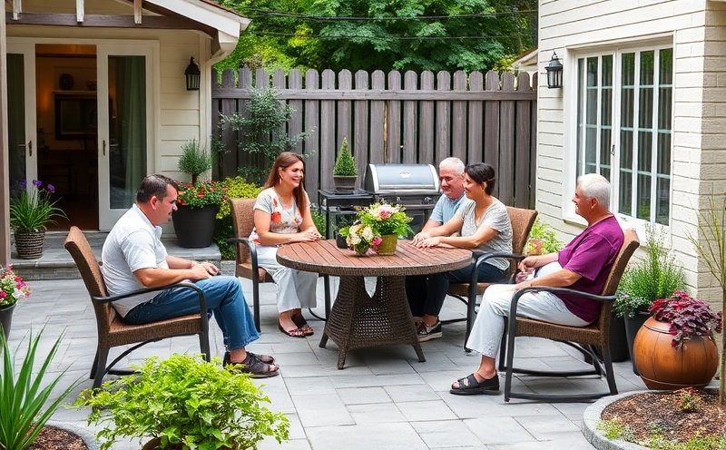Multi-generational family gathering on an accessible patio