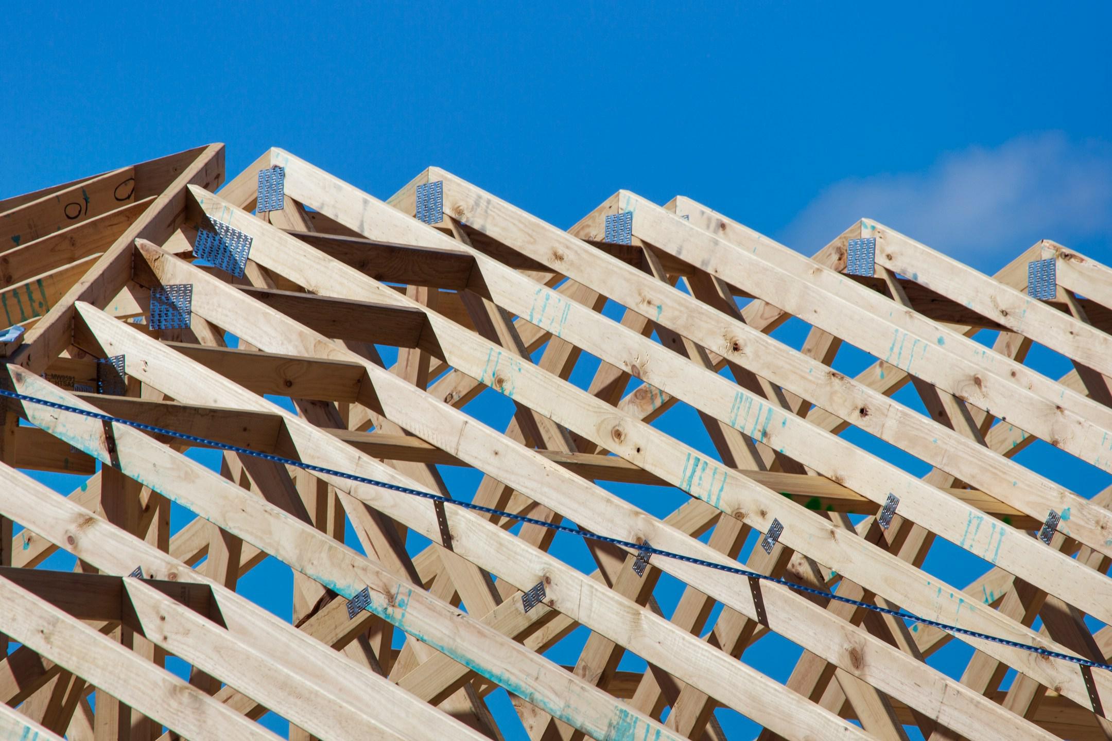 New home building – Timber and roof trusses.