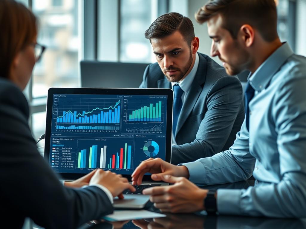 A close up shot of a professional consulting team analyzing
