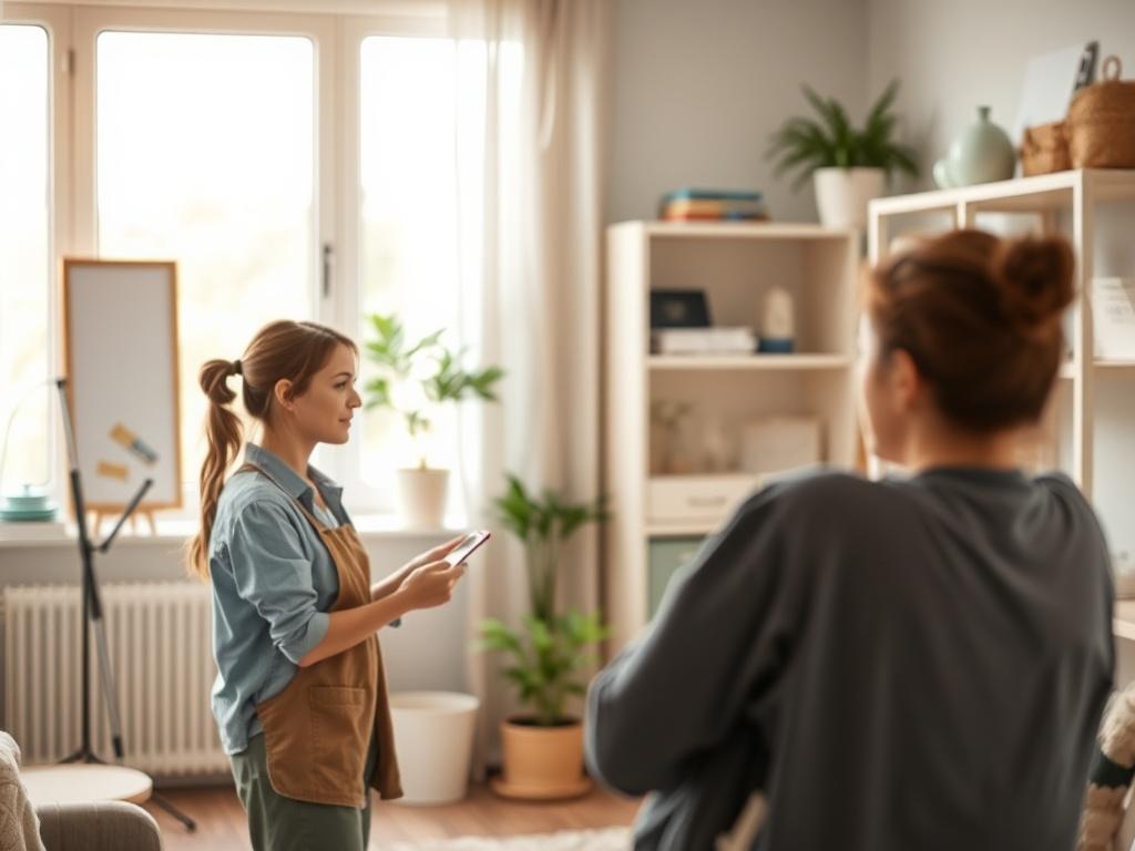 An inviting shot of a clean and organized room, showcasing