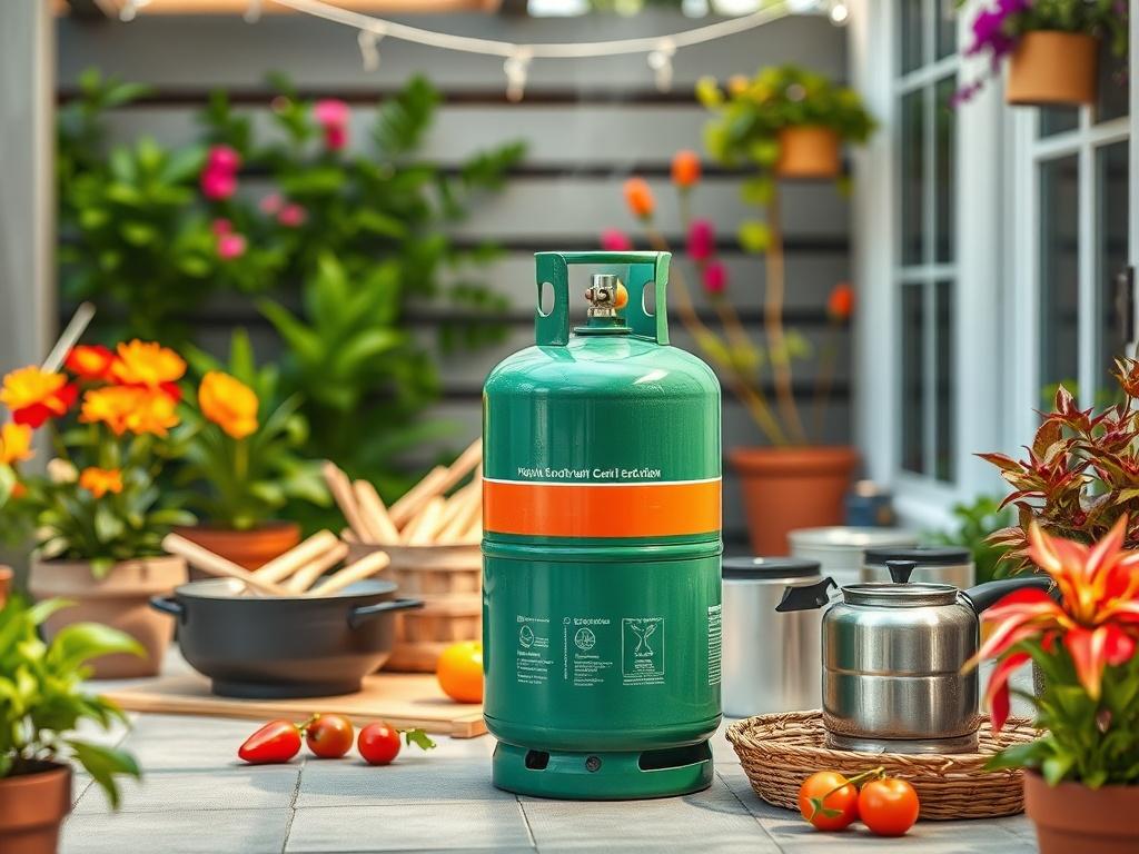 A realistic high resolution image of a 5KG gas cylinder