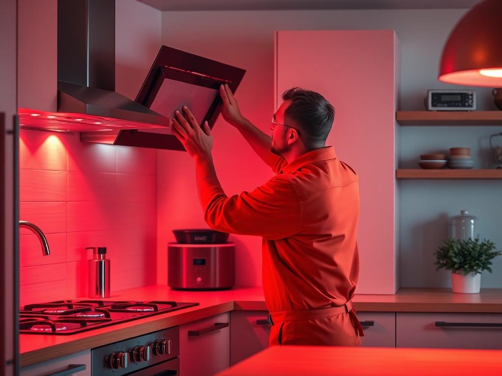 A high resolution image of a professional technician installing a