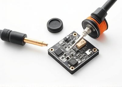 Soldering iron and solder spool with components