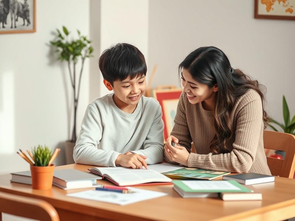 A focused one on one tutoring session where a student