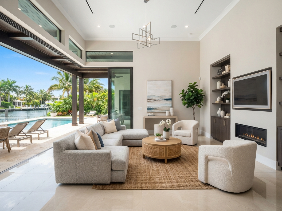 Beautifully painted modern living room with soft neutral walls and professional finish