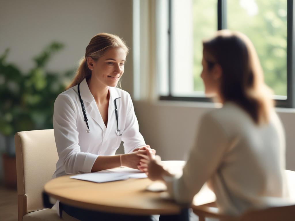 realistic high resolution of a health coach discussing with a