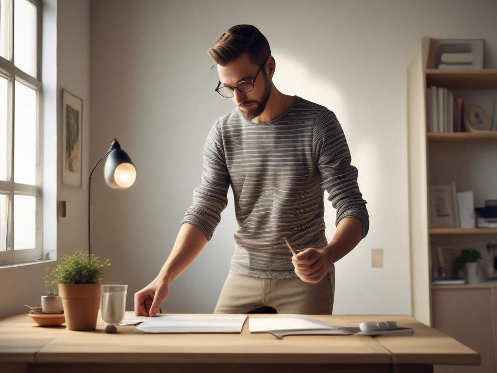 realistic high resolution of a person balancing work and personal