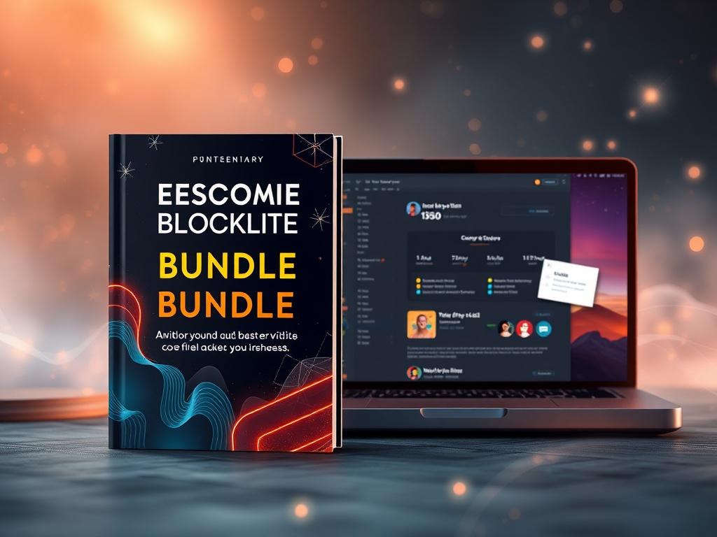 An inviting image showcasing a digital bundle package, featuring the ebook cover and course interface side by side. The background should be subtle yet mystical, with hints of celestial patterns and soft lighting.