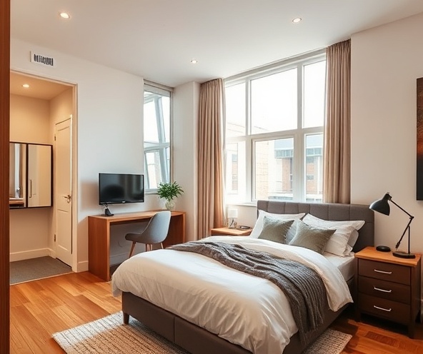 Modern HMO bedroom with natural light
