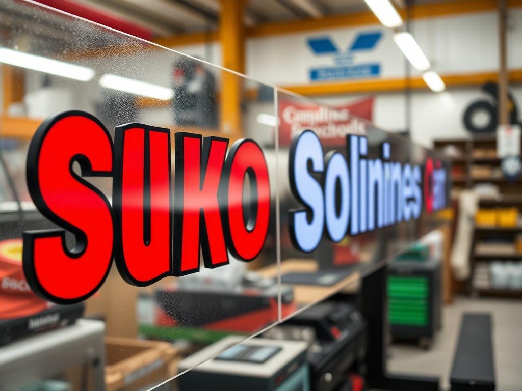 A hyper realistic close up shot of vibrant signage printed