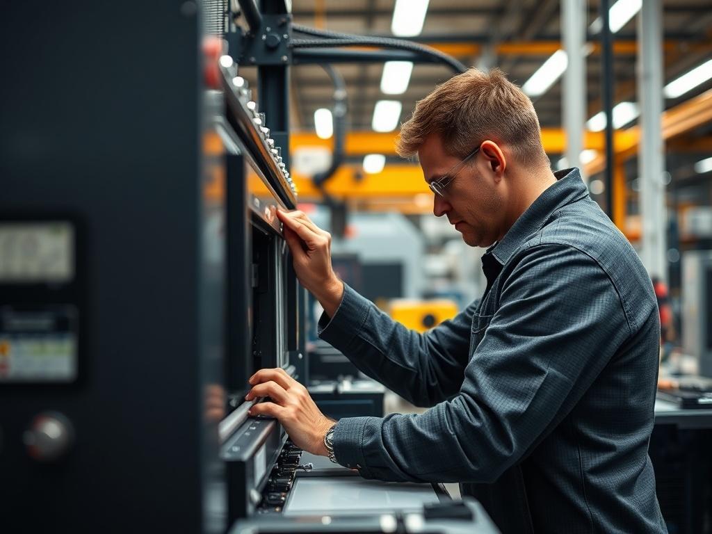 A close up shot of a technician expertly installing a