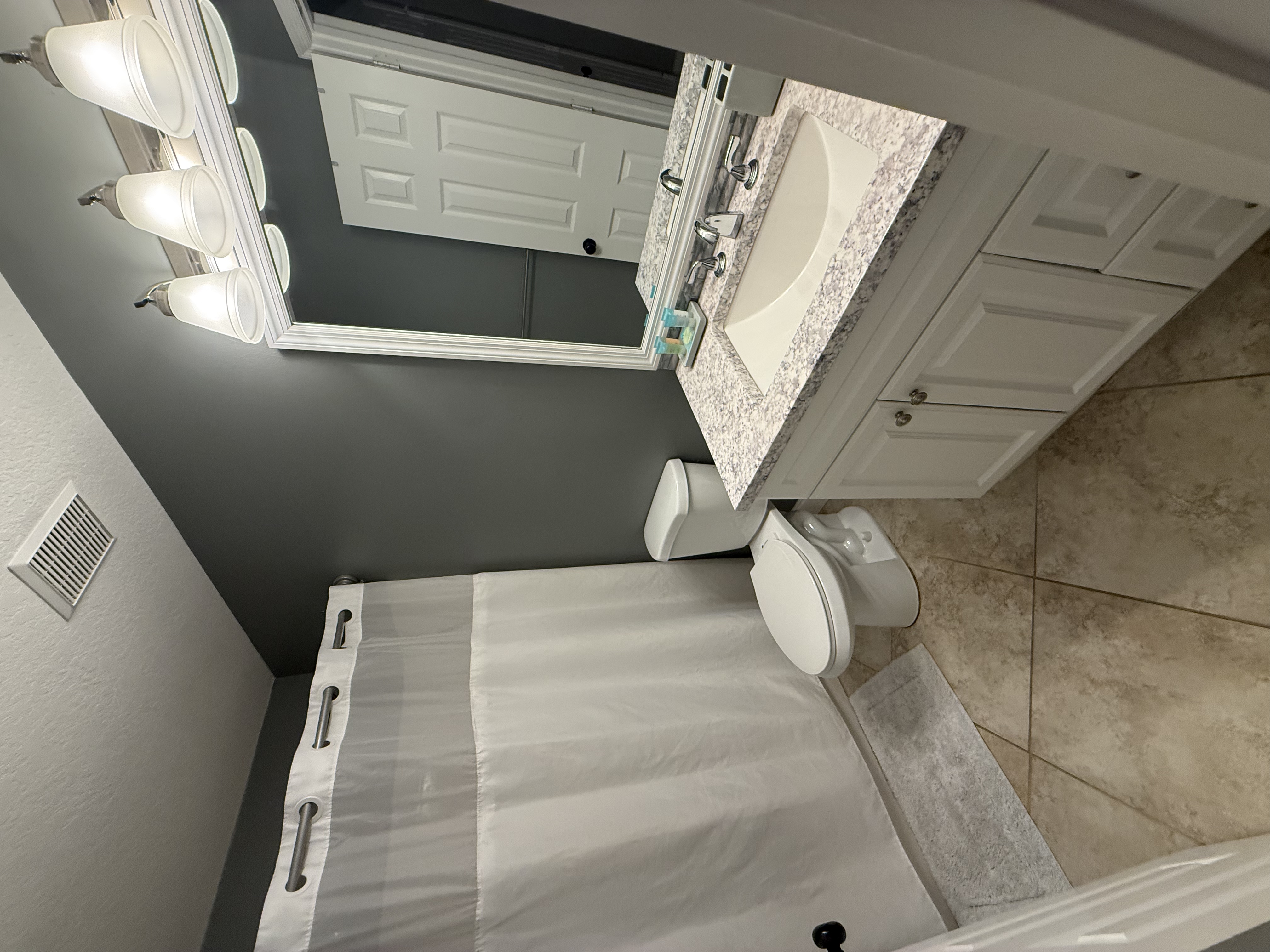 Spotless bathroom with clean tiles