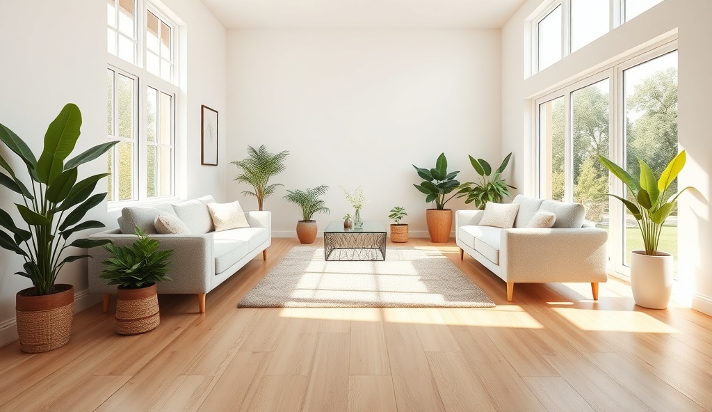 Clean, bright home with natural light and green accents