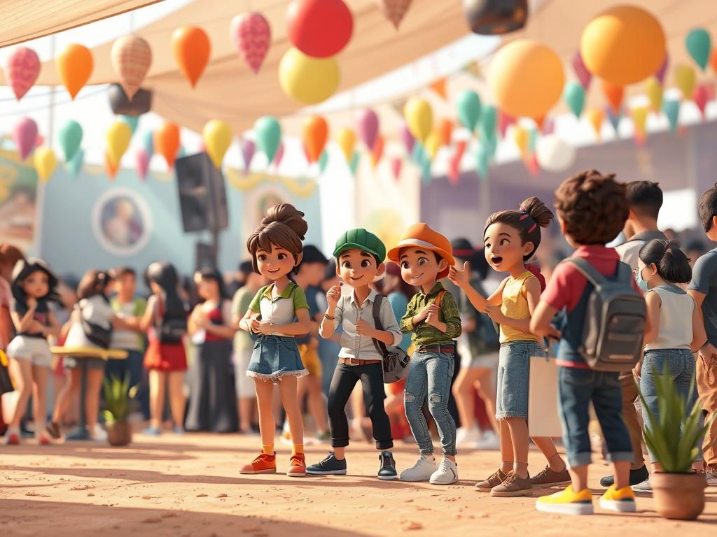 An animated scene of an Avakin Life community event, featuring