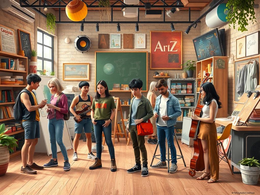 A vibrant scene depicting a group of Avakin Life players