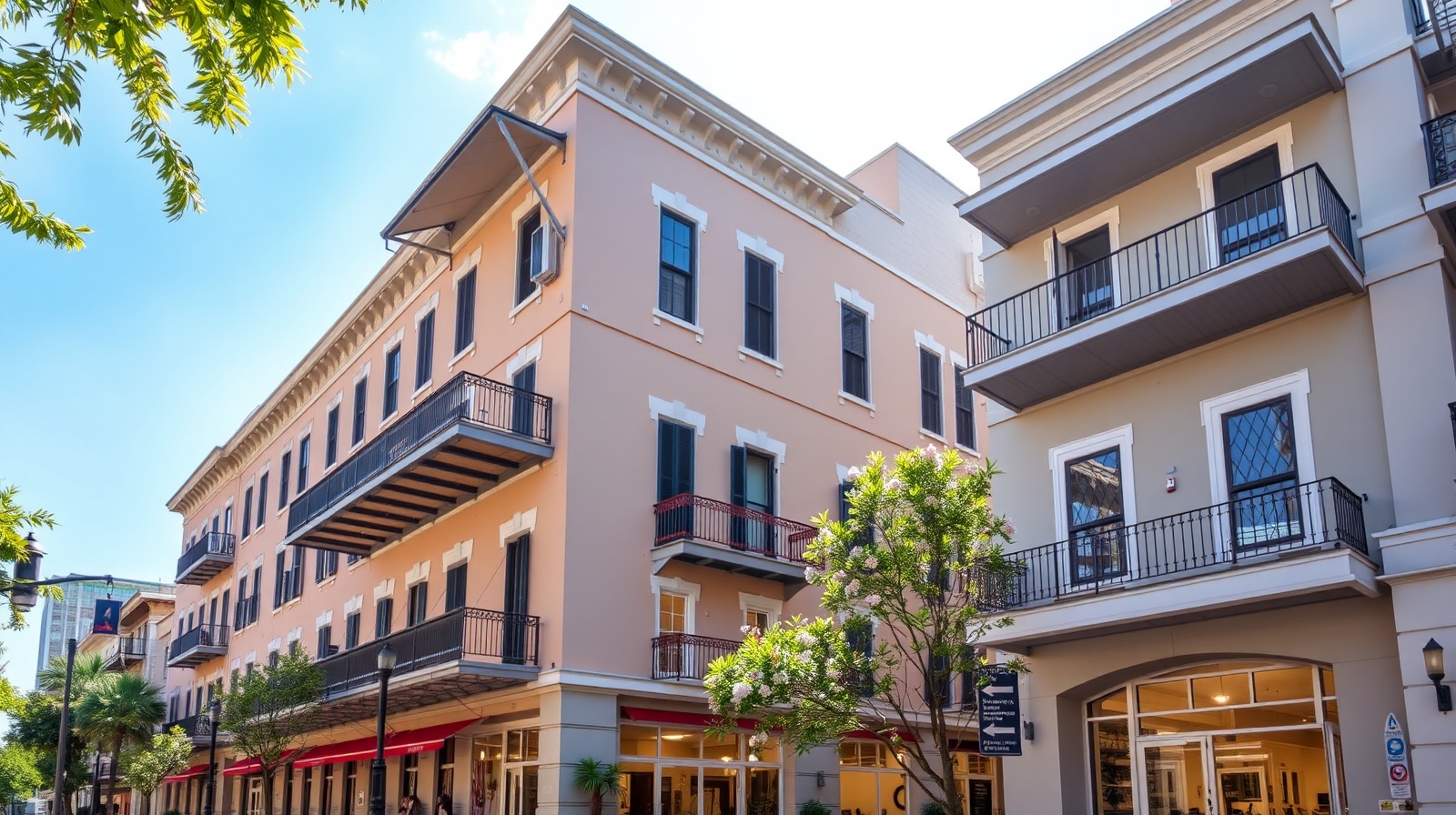 Modern apartment buildings in New Orleans