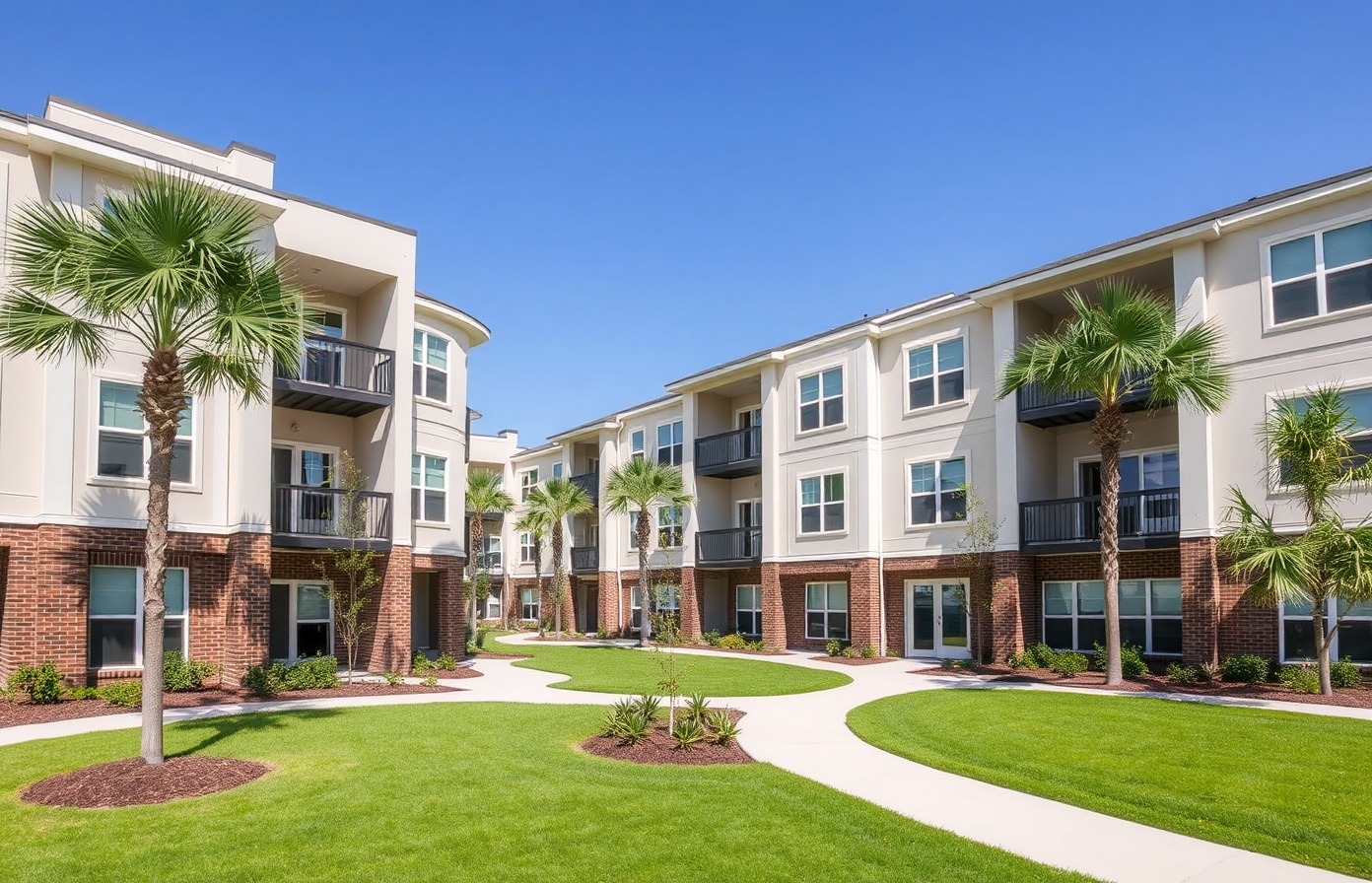 Modern apartment buildings in Lafayette, Louisiana