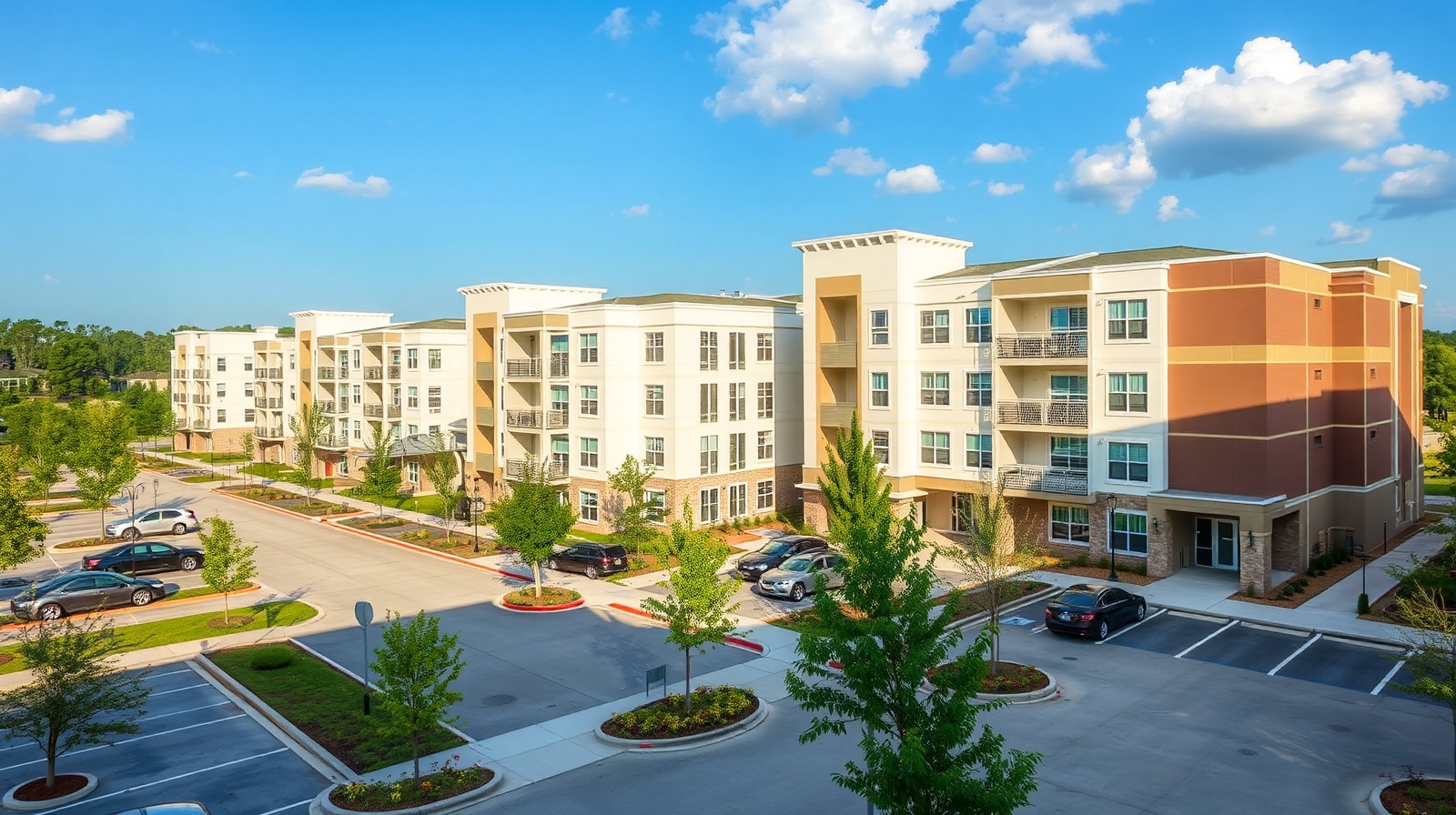 Modern apartment buildings in Baton Rouge