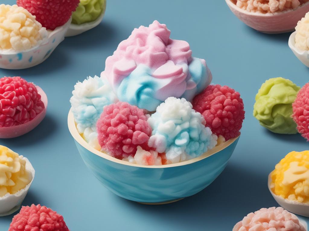 large shaved ice, vibrant colors, cool dessert