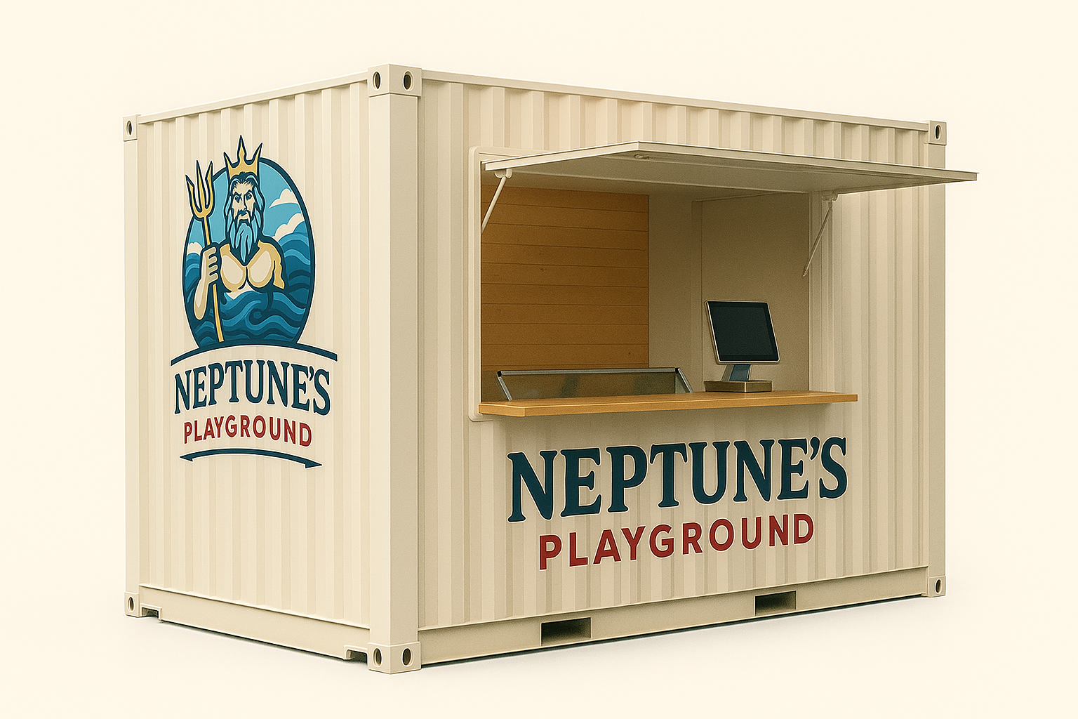Professional mobile office container for watersports franchise beach operations