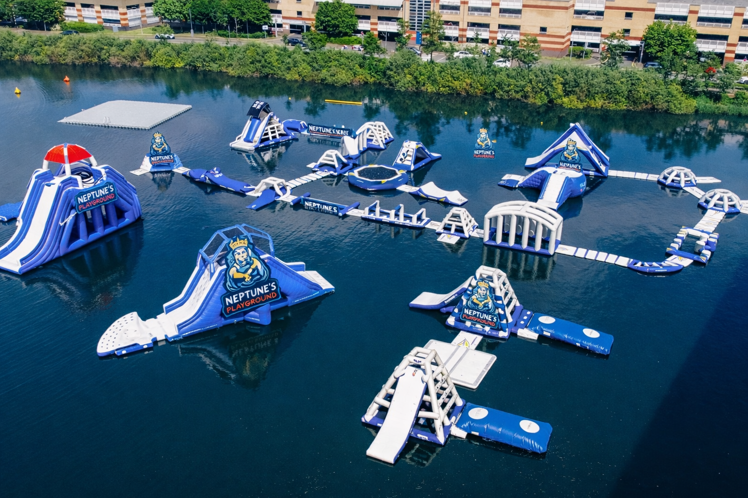 Exciting inflatable water park attractions for families and groups in Caribbean resort settings