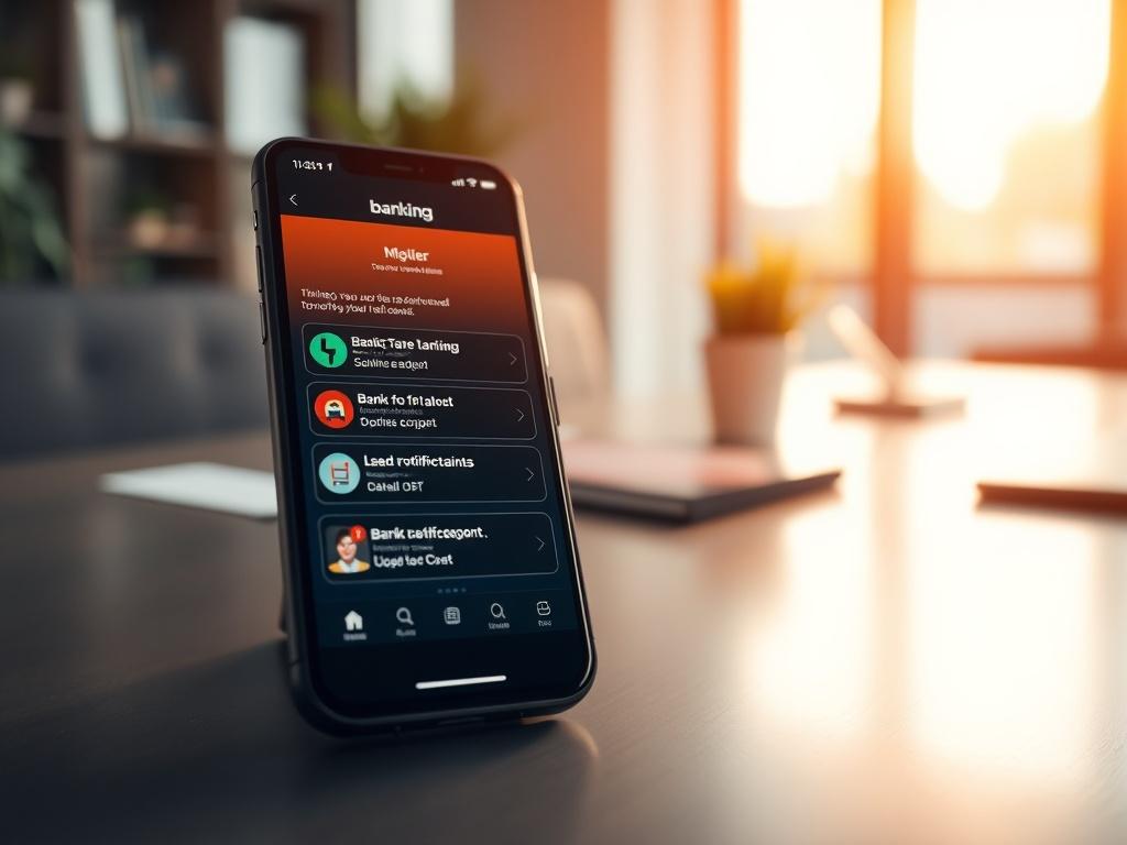 A close up shot of a smartphone displaying a banking
