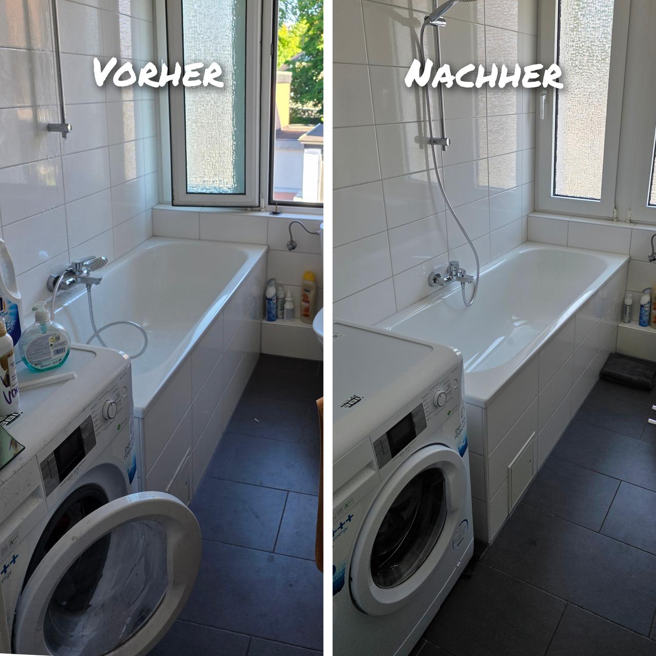 Badezimmerreinigung - Vorher und Nachher
