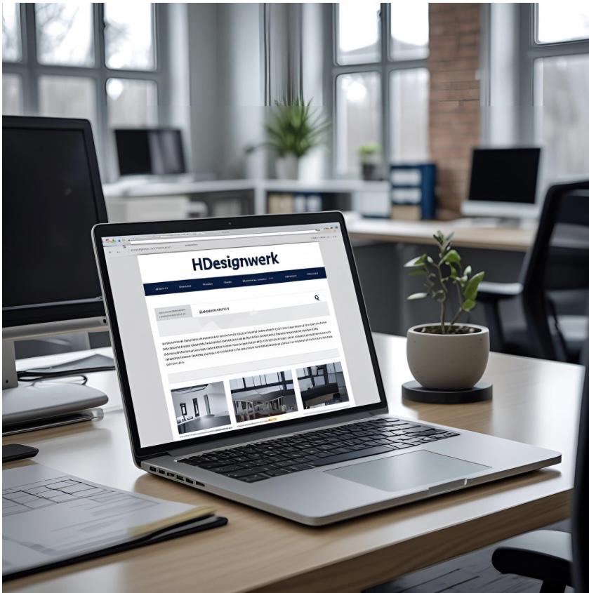 Laptop mit geöffneter Website von HDesignwerk - professionelle Webdesign-Pakete für Unternehmen