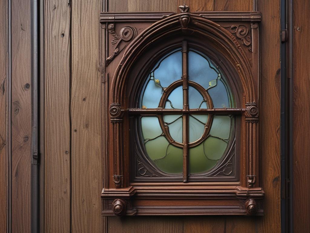 A beautifully restored vintage wood window, showcasing intricate details and craftsmanship. The focus is on the wood grain and finish, highlighting the use of epoxy resin. The background is softly blurred to emphasize the window, capturing warm natural light to reflect the rejuvenation process.