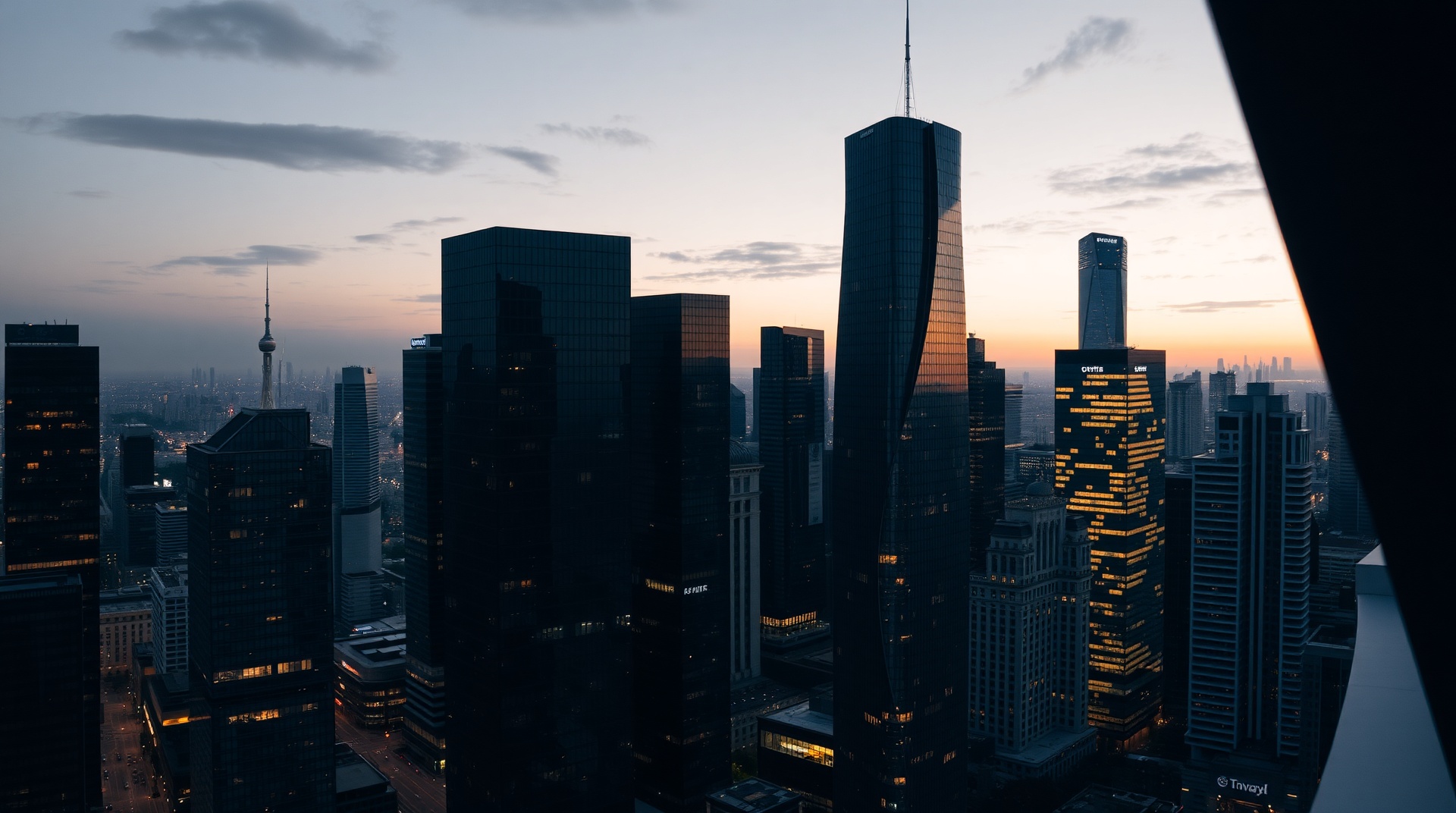 Modern business district skyline