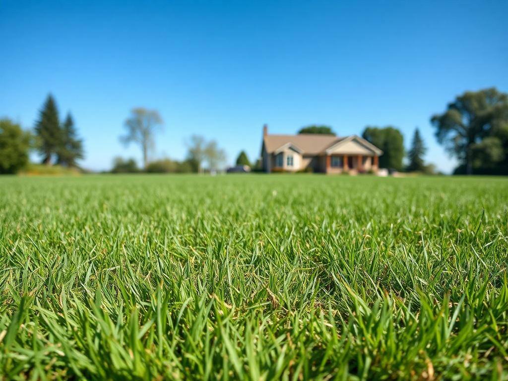 A well manicured lawn with freshly cut grass, showing a