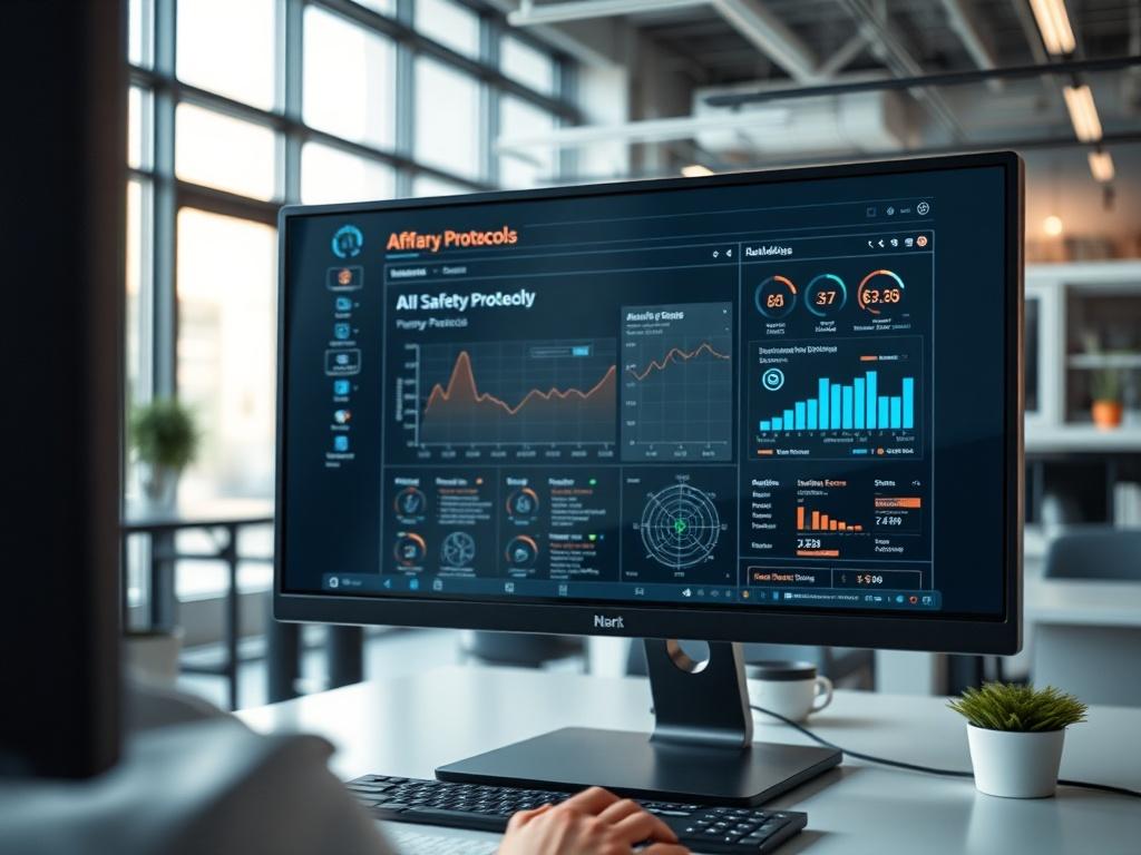 A close up shot of a modern office environment illustrating