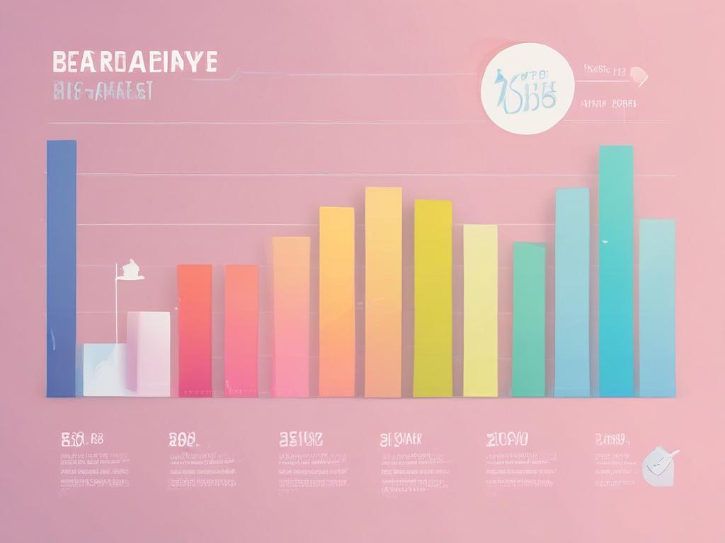 A simple and clean illustration depicting a financial budget chart with categories and amounts, using pastel colors and clear style.